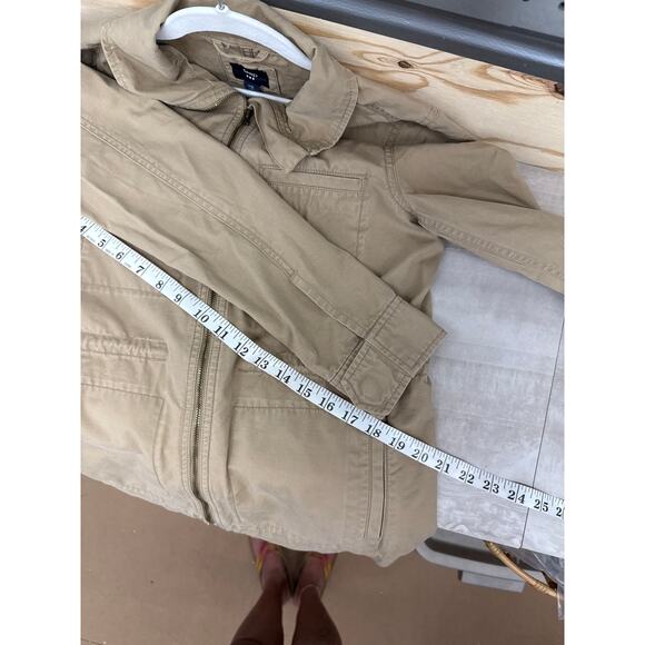 Gap Womens Beige Utility Field Jacket Size XS Khaki Zipper Front Cargo Casual - Picture 7 of 8